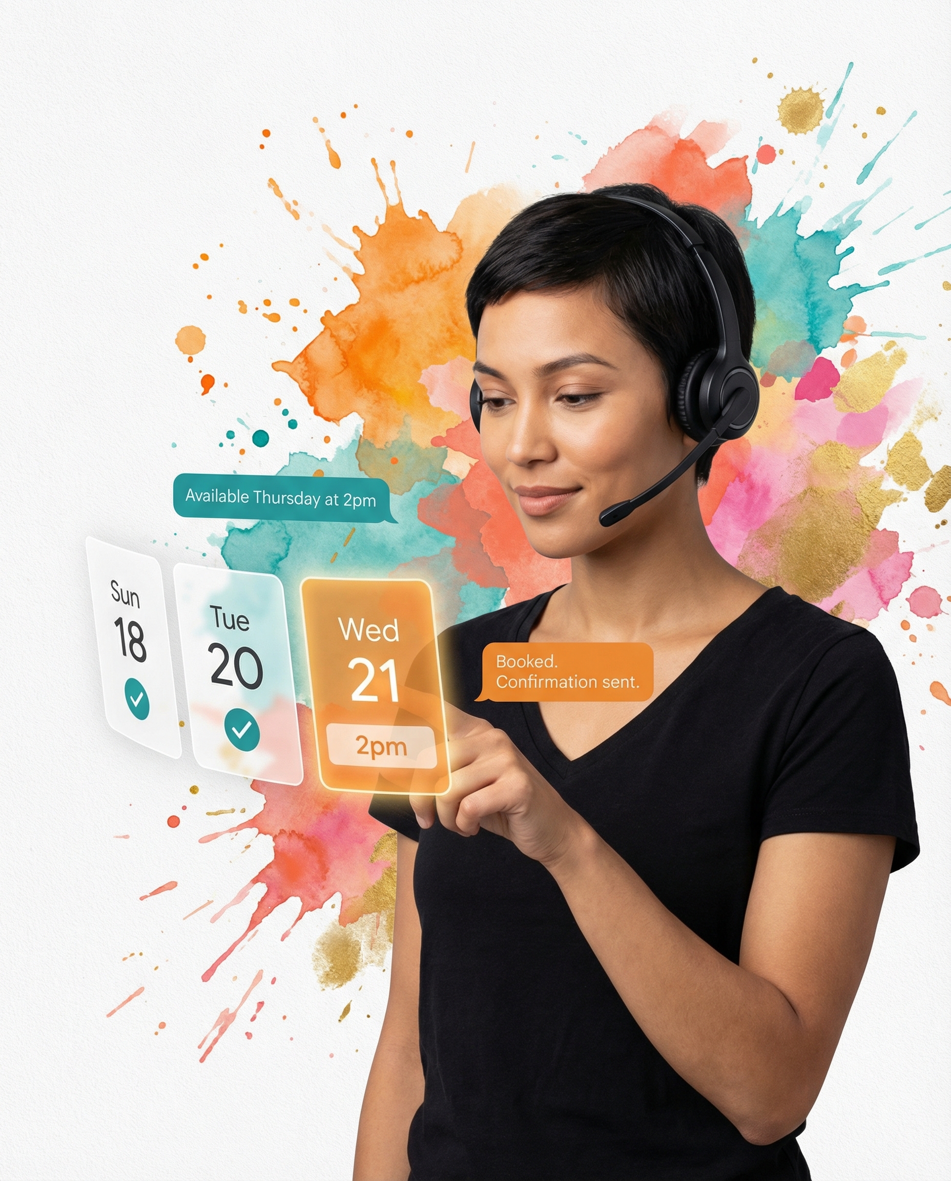 Agent selecting available calendar slots and confirming a booking